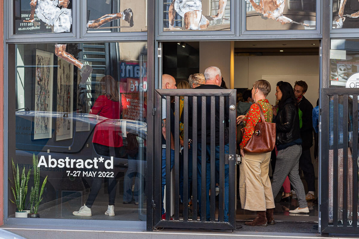 Gallery exterior at the opening of Abstracted